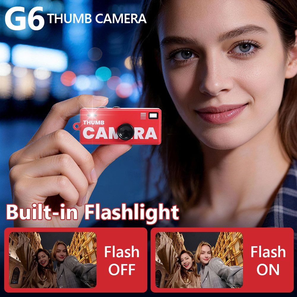 Pdgrid Retro Mini Daumenkamera 1080P mit Blitzlicht & 8GB TF-Karte Kompaktkamera (tragbar Kids Kamera, Schlüsselanhänger Digitalkamera, 1080 MP, 4 Filter mit Ty – Bild 5 von 5