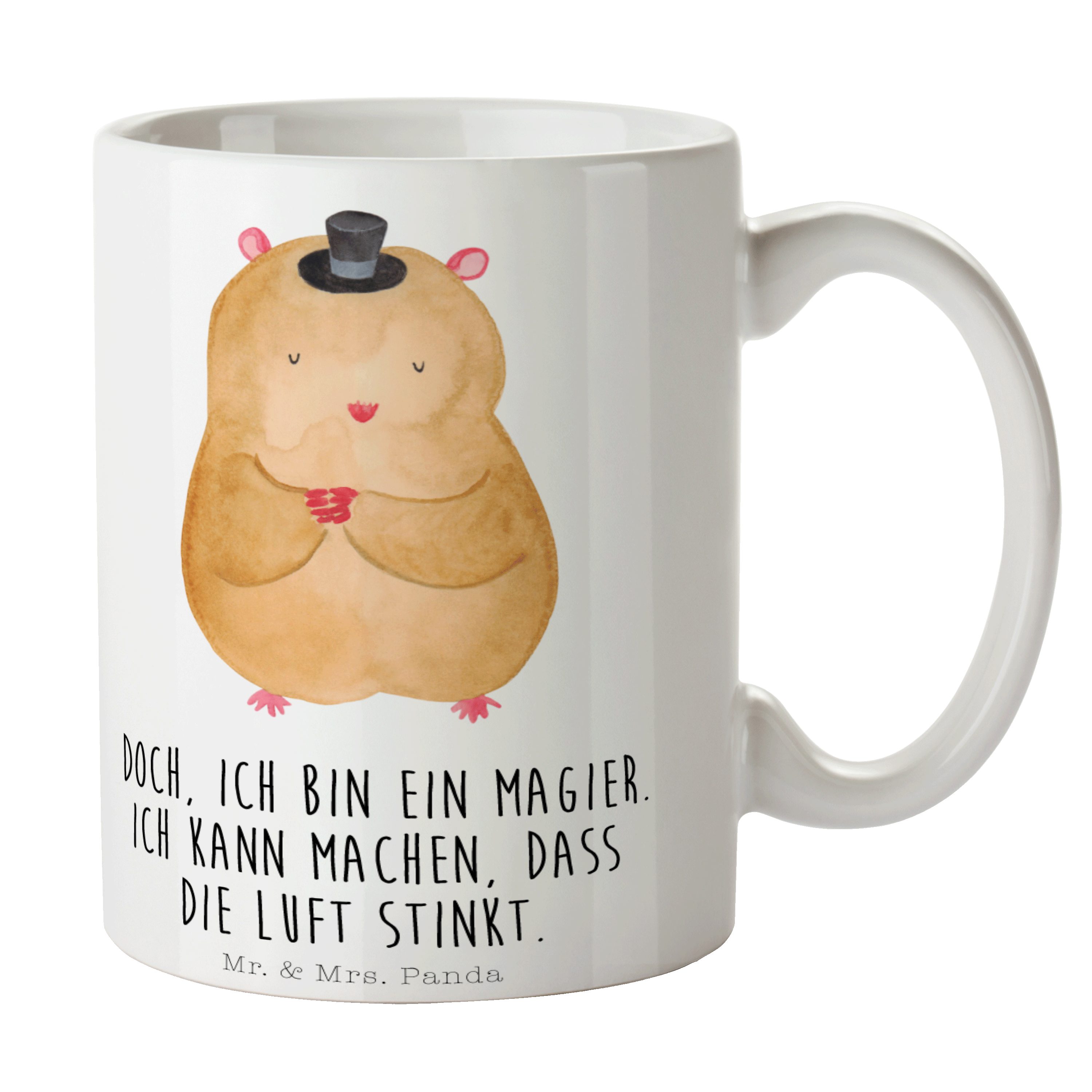 Mrs. Panda Hamster mit Keramik Gute Mr. Tasse & Laune, Tiere, Hut - Weiß T, Geschenk, Zwerghamster, -