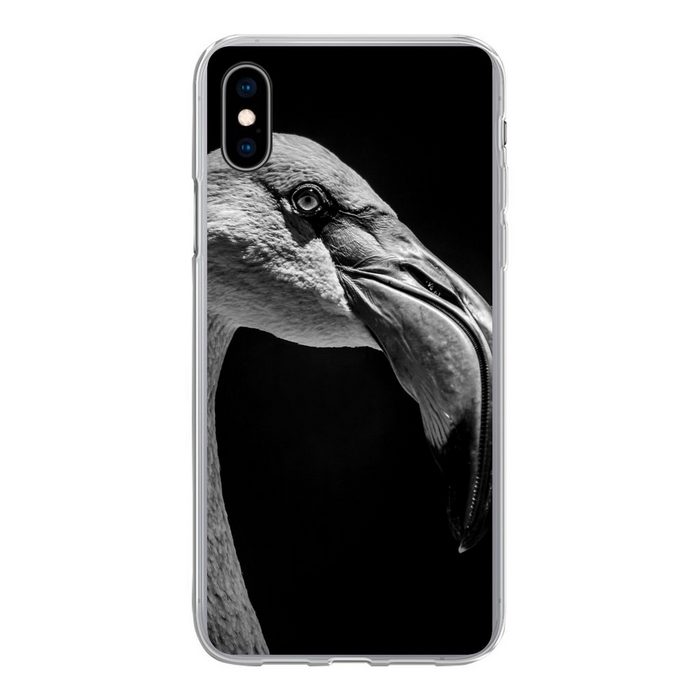 MuchoWow Handyhülle Tierporträt Flamingo in schwarz und weiß Handyhülle Apple iPhone Xs Max Smartphone-Bumper Print Handy