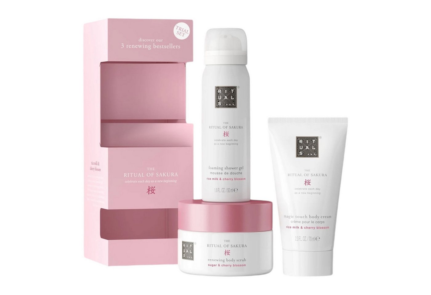 Rituals Pflege-Geschenkset The Ritual of Sakura 3-teiliges Geschenkset Set, Duftkomposition aus Kirschblüten und Reismilch