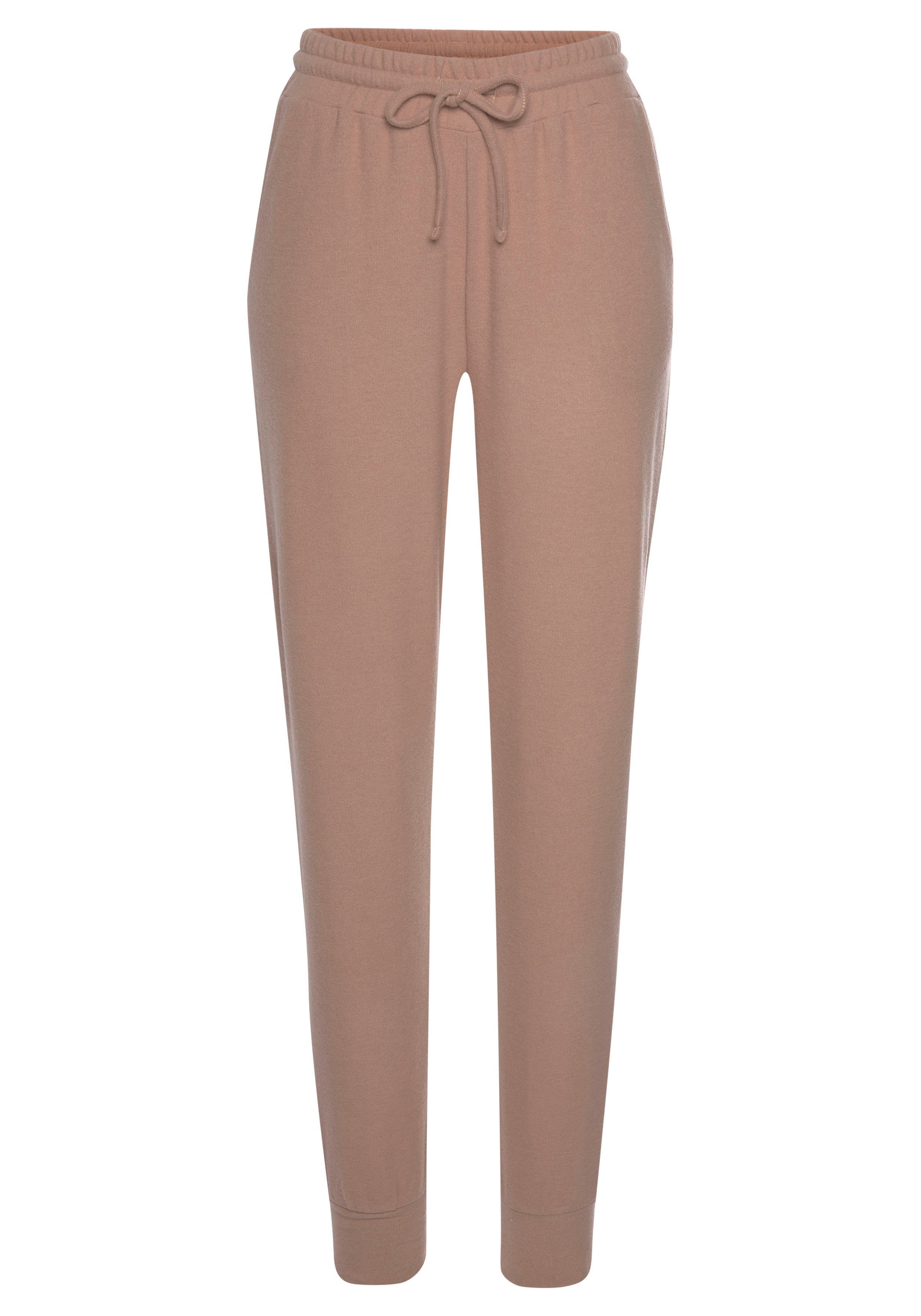 LASCANA Loungehose taupe Loungeanzug