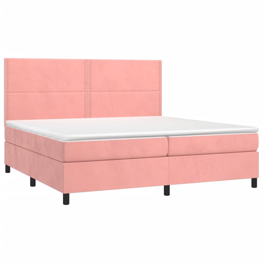 Bett Boxspringbett mit Matratze & LED Rosa 200x200 cm Samt