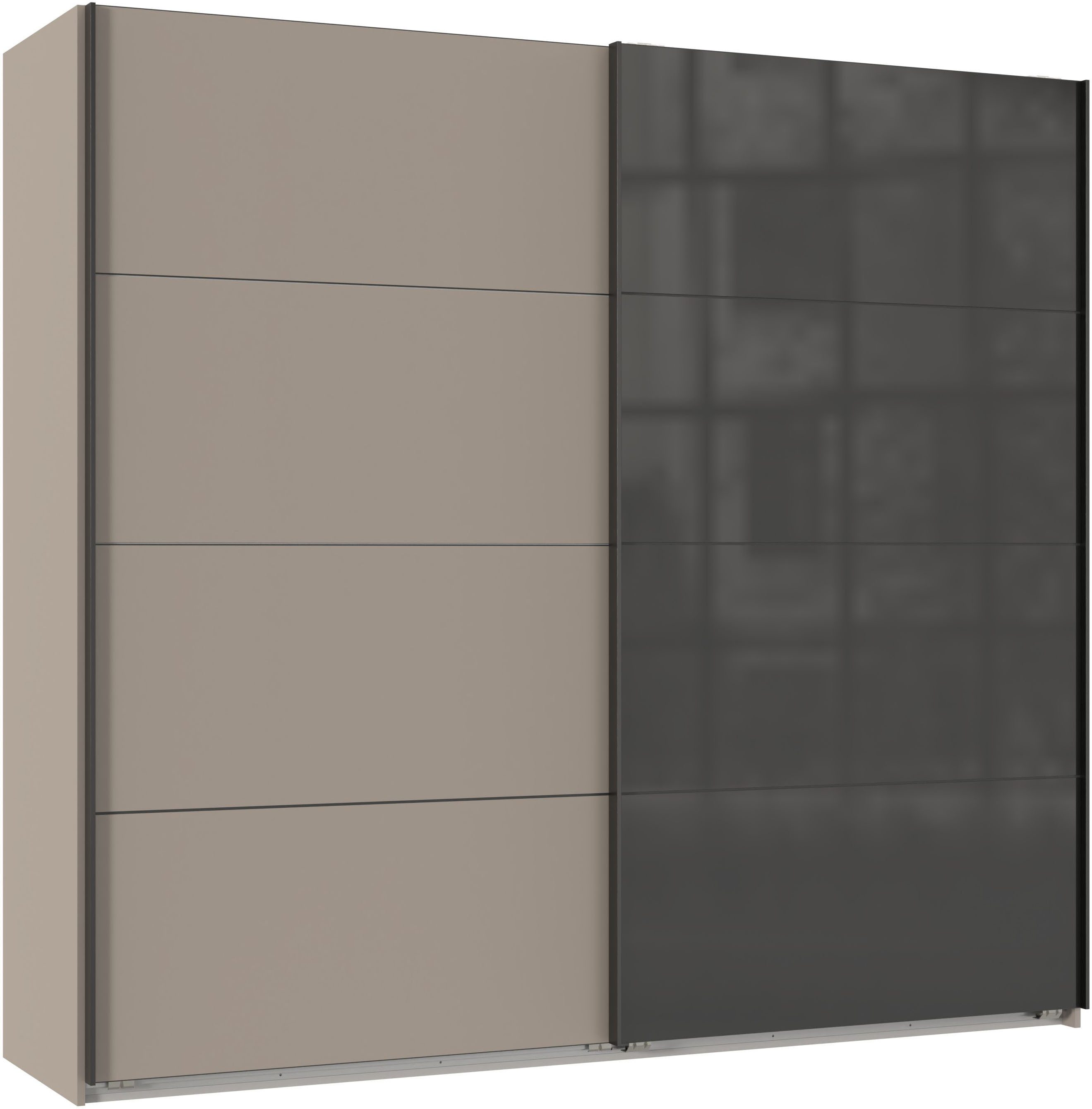 Wimex Kleiderschrank Tilburg, Metallgriffe, Made in Germany (Breite 270cm wahlweise mit 2 oder 3 Türen) mit Schwebetüren, jeweils 1 Glaselement, 180, 225 oder 270cm breit