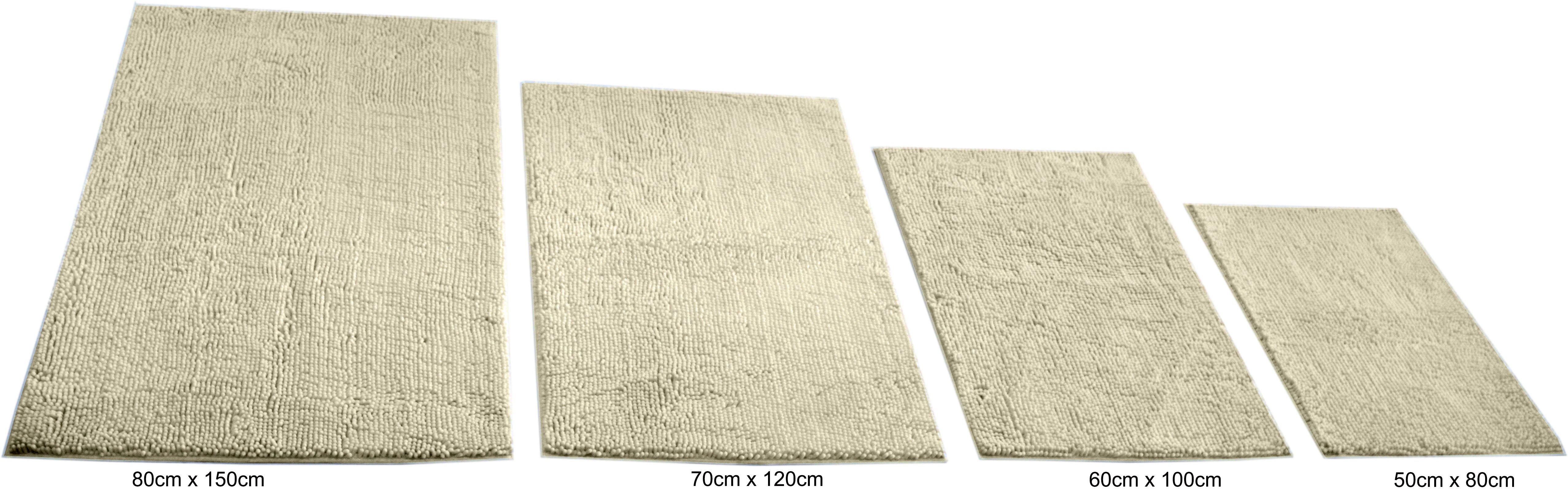 KiNZLER Badematte Chenille, Badvorleger, Badezimmer Teppich, Höhe 18 mm, rutschhemmend beschichtet, fußbodenheizungsgeeignet, Polyester, rechteckig, Badteppich, Uni Farben, weich, als rechteckig & halbrund erhältlich