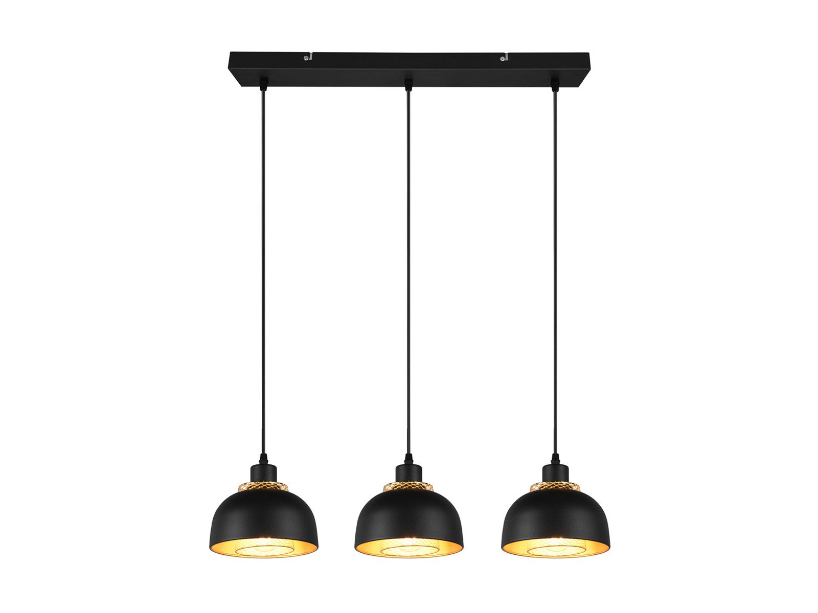 Reality Leuchten LED Pendelleuchte aus Metall in Schwarz Gold, Breite 68cm, dimmbar, LED wechselbar, warmweiß, Esszimmer-lampe dreiflammig …