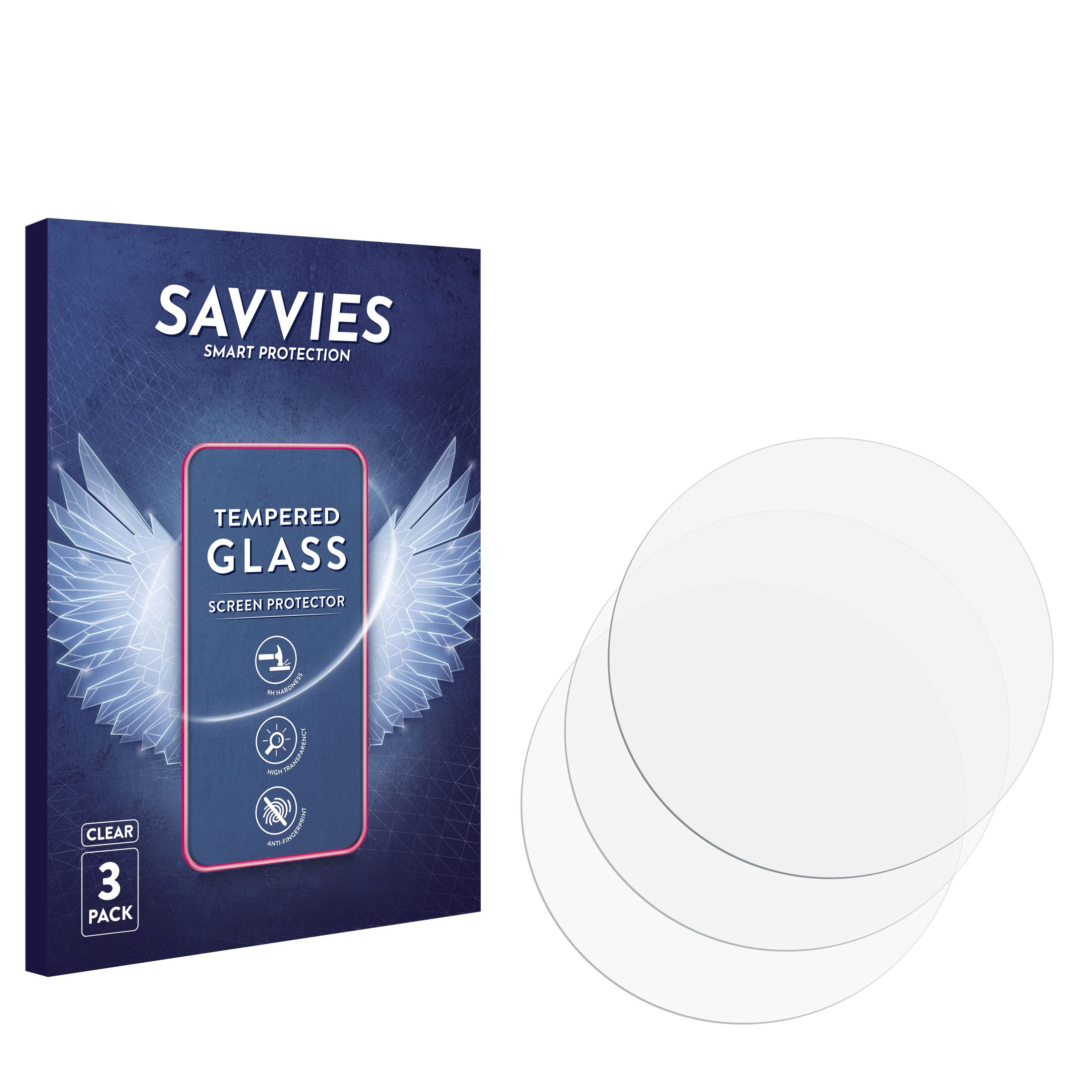 Savvies Displayschutzglas Schutzglas für Garmin Fenix 7X Pro Solar (51 mm), 3 Stück, Displayschutz 9H Glas Klar Transparent