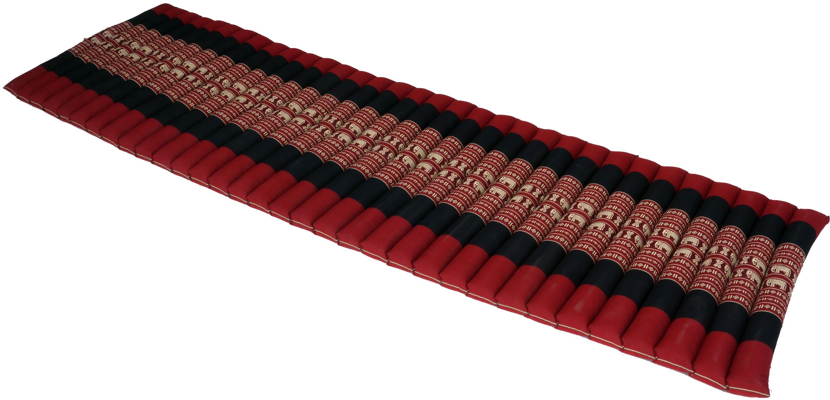 Sitzkissen mit Kapokfüllung.. Thaimatte, Guru-Shop Bodenmatte rot/schwarz Rollbare