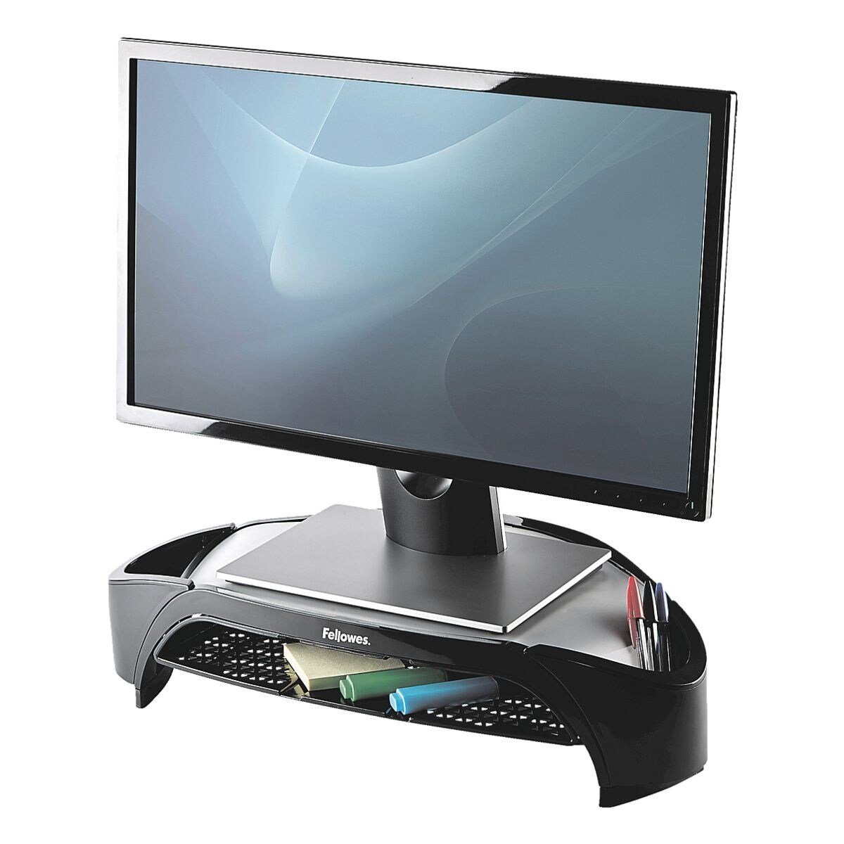 FELLOWES Monitorständer Plus, (bis 21 Zoll, höhenverstellbar, mit Briefkorb und 2 Fächern)