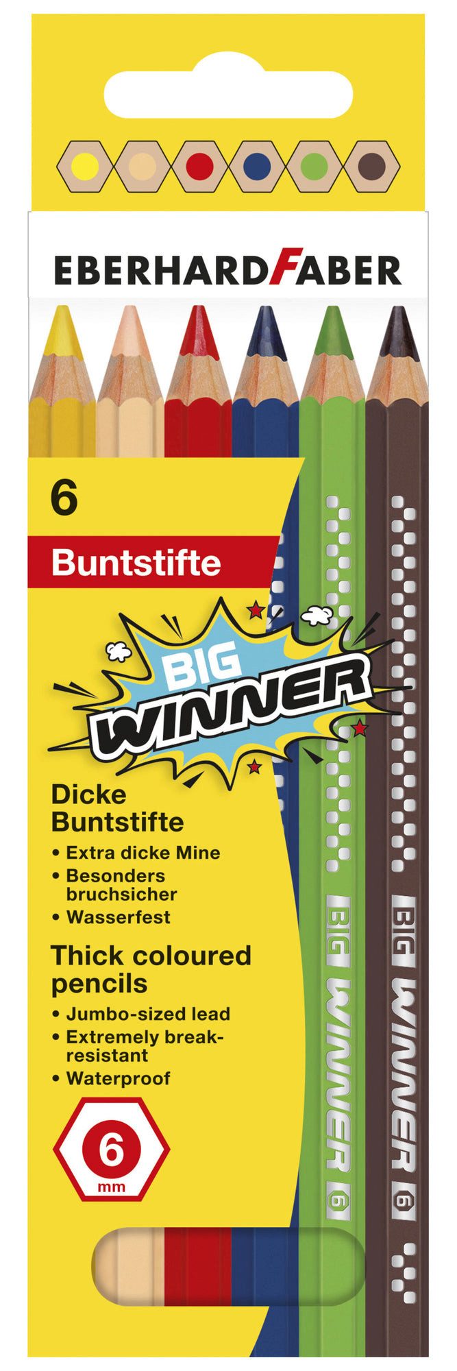 Eberhard Faber Buntstift EBERHARD FABER BIG Winner Buntstifte 6er Etui