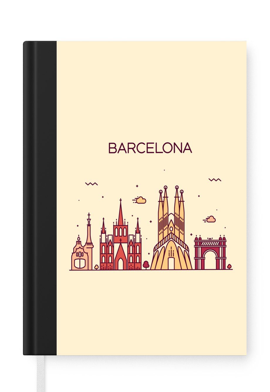 MuchoWow Notizbuch Barcelona - Skyline - Spanien, Journal, Merkzettel, Tagebuch, Notizheft, A5, 98 Seiten, Haushaltsbuch