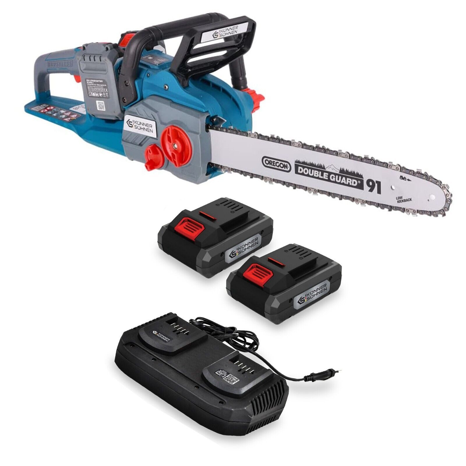Könner & Söhnen Akku-Kettensäge KS CS40V-14 + KS C35A-2 + KS 20V4-2 (2 pcs), 1-tlg.