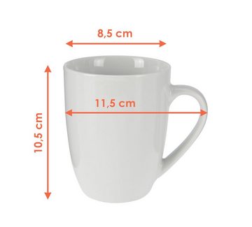 Spetebo Becher Porzellan Kaffeebecher in weiß - 6er Set, Porzellan, Kaffee und Tee Tassen für ca. 350 ml