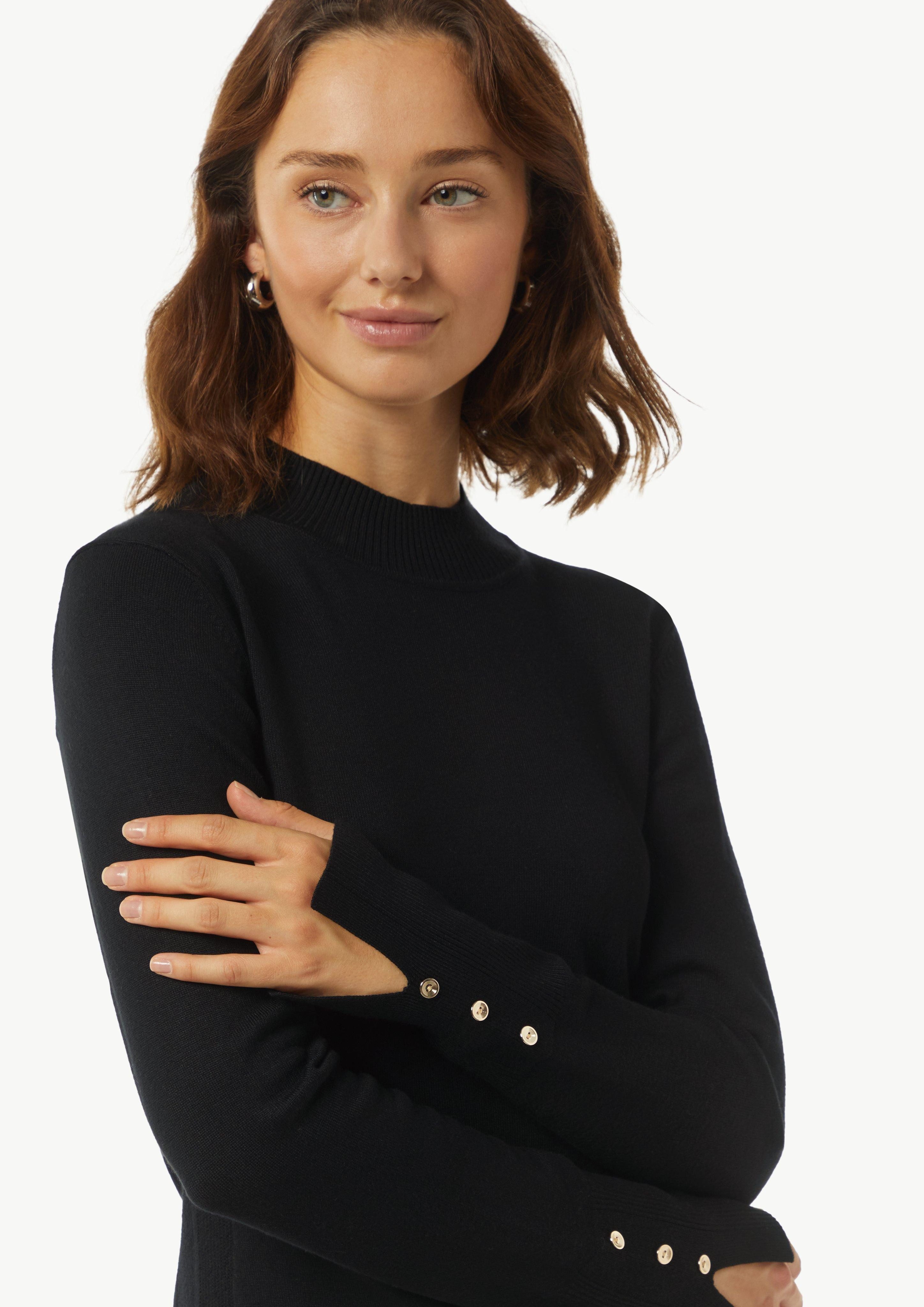 comma Langarmshirt Feiner Strickpullover mit Zierknöpfen günstig online kaufen