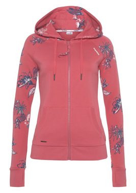 KangaROOS Kapuzensweatjacke mit blumigem Druck im Hawaii-Look