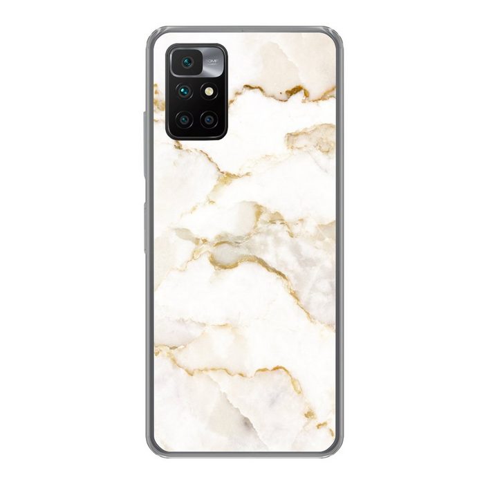 MuchoWow Handyhülle Marmor - Limette - Gold - Luxus - Marmoroptik - Weiß Phone Case Handyhülle Xiaomi Redmi 10 Silikon Schutzhülle