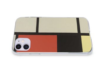 MuchoWow Handyhülle Komposition mit rotem Quadrat, schwarz, blau - Piet Mondrian, Handyhülle Apple iPhone 11, Smartphone-Bumper, Print, Handy