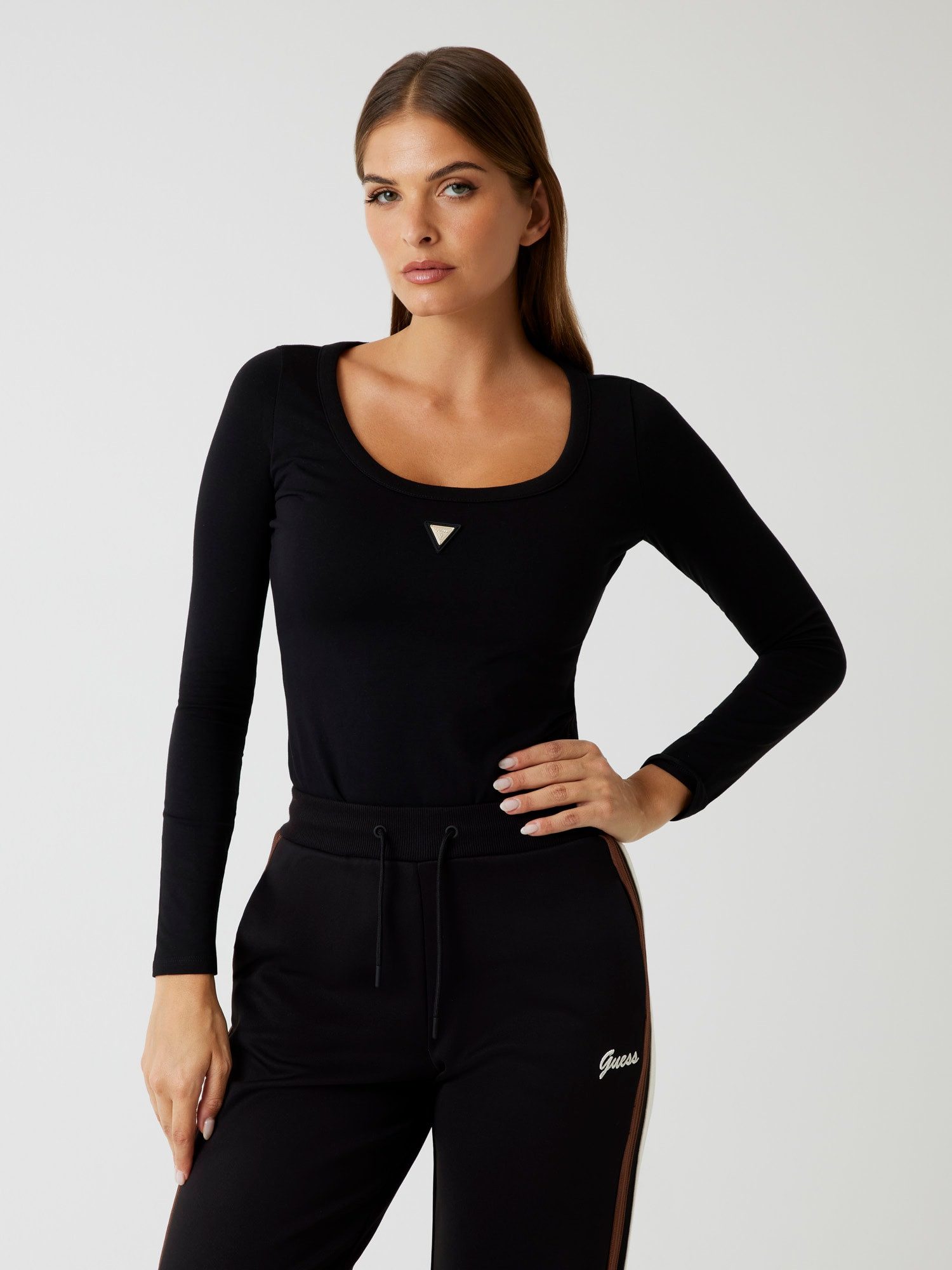 Guess Langarmbody COLETTE LS BODYSUIT in Stretch-Qualität, Druckknöpfe