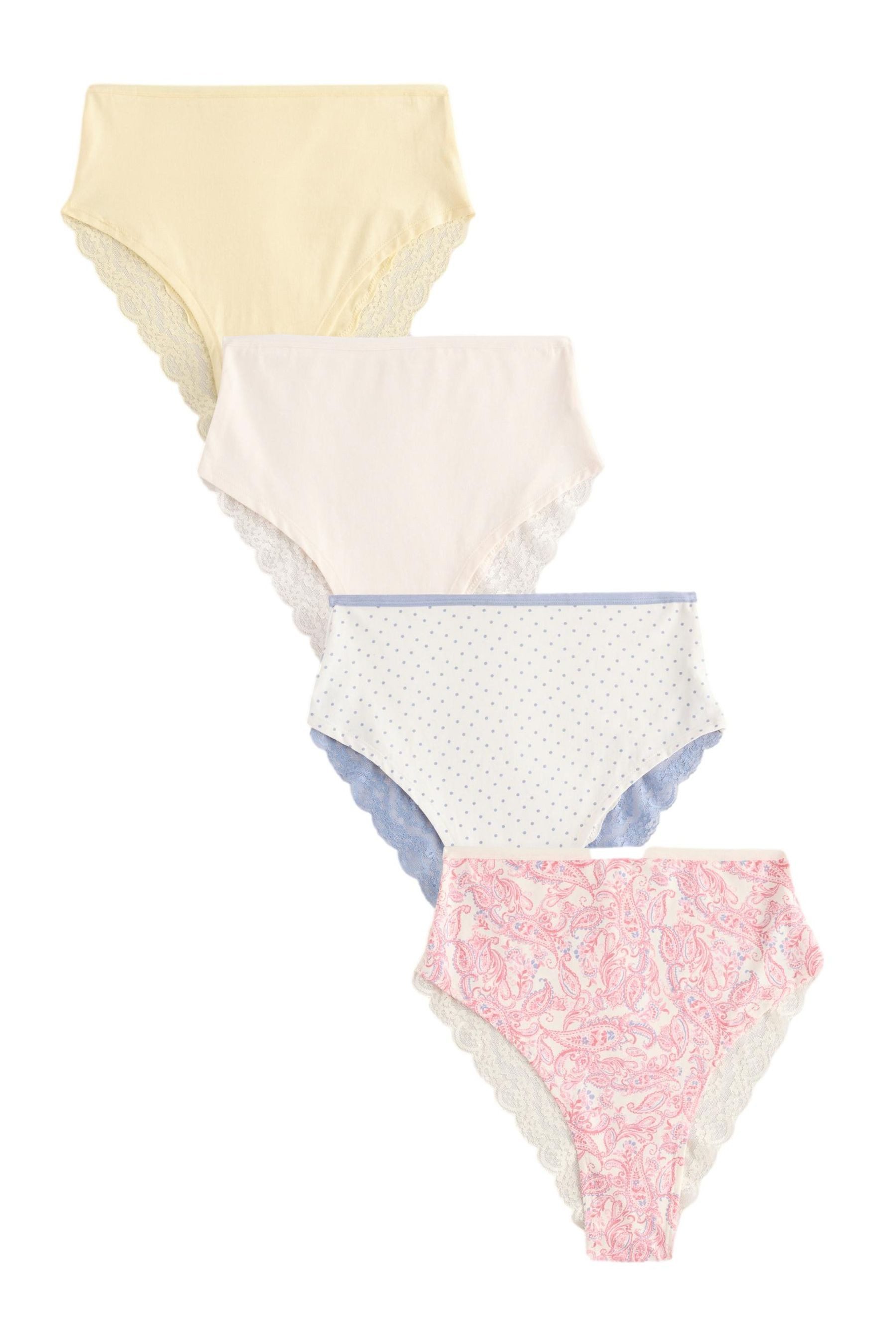 High-Waist-Slip Hochbund-Spitzenslips 4er-Pack, hoher Beinschnitt