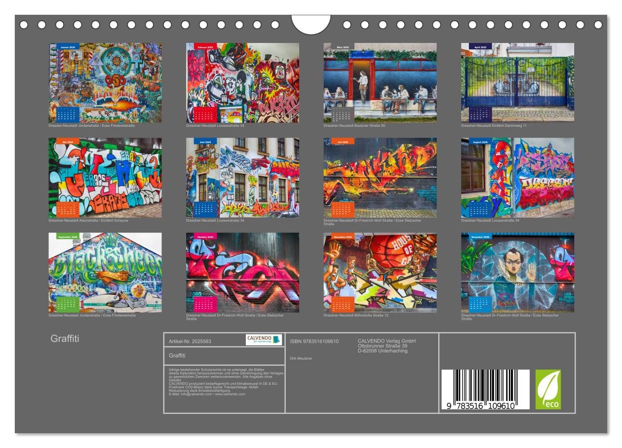 Thumbnail - CALVENDO Wandkalender Graffiti (Wandkalender 2026 DIN A4 quer), CALVENDO Monatskalender
