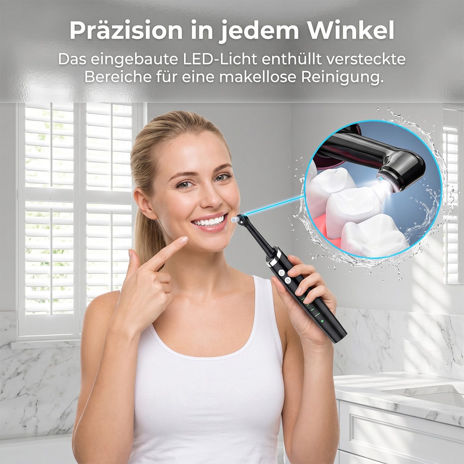 AKKEE Mundpflegecenter Zahnpflege-Set, Zahnreiniger, Elektrisch Zahnsteinentferner, 5 Modi, mit LED-Licht
