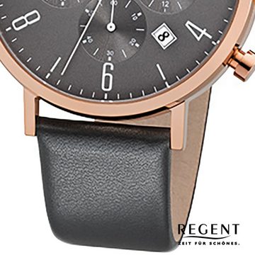 Regent Chronograph Regent Herren-Armbanduhr anthrazit grau, (Chronograph), Herren Armbanduhr rund, groß (ca. 42mm), Edelstahl, Elegant