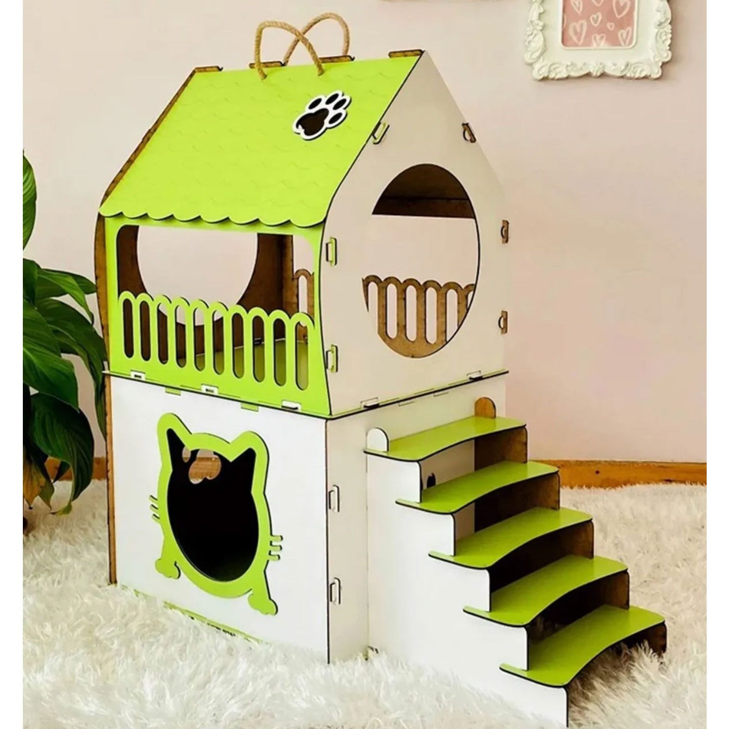Jungengel Katzenliege 2-stöckiges Katzenhaus Blau-Weiß mit günstig online kaufen