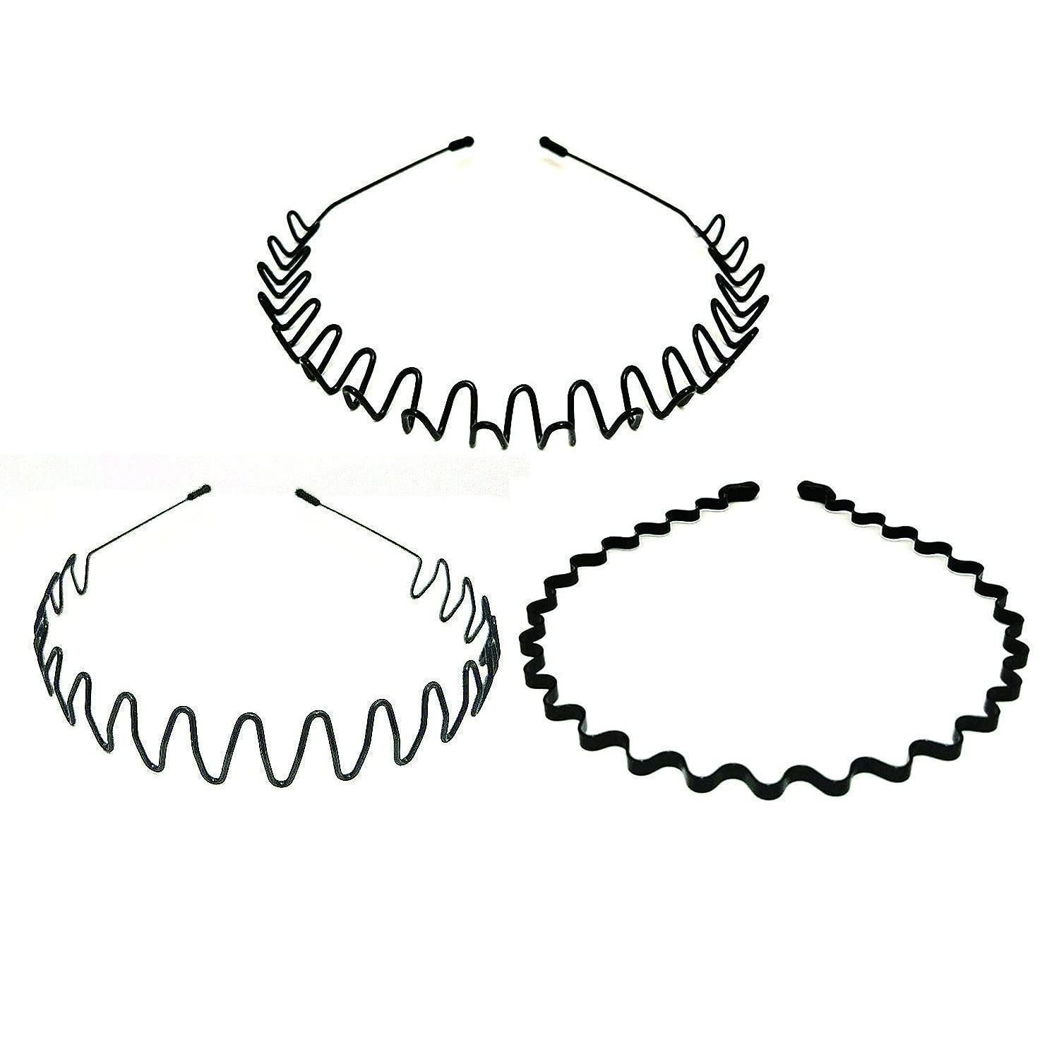 LuxusKollektion Haarreif 5er Set Metall Haarband Schwarz Damen Herren 90er Style Fitness