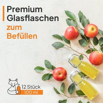 Flaschen-Fuchs Vorratsglas 100ml Flaschen zum Befüllen Bügelverschluss Schnaps Likörflaschen, Glas, (12er Set)