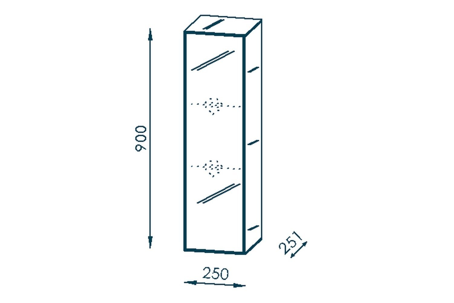 cm) in - Weißglas matt einer Tür 2 Einlegeböden 25x90x25 möbelando (BxHxT: Schwarzglas matt mit und Hängeschrank 7782