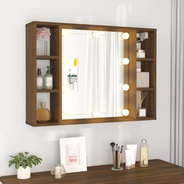 vidaXL Badezimmerspiegelschrank Spiegelschrank mit LED Braun Eichen-Optik 76x15x55 cm (1-St)