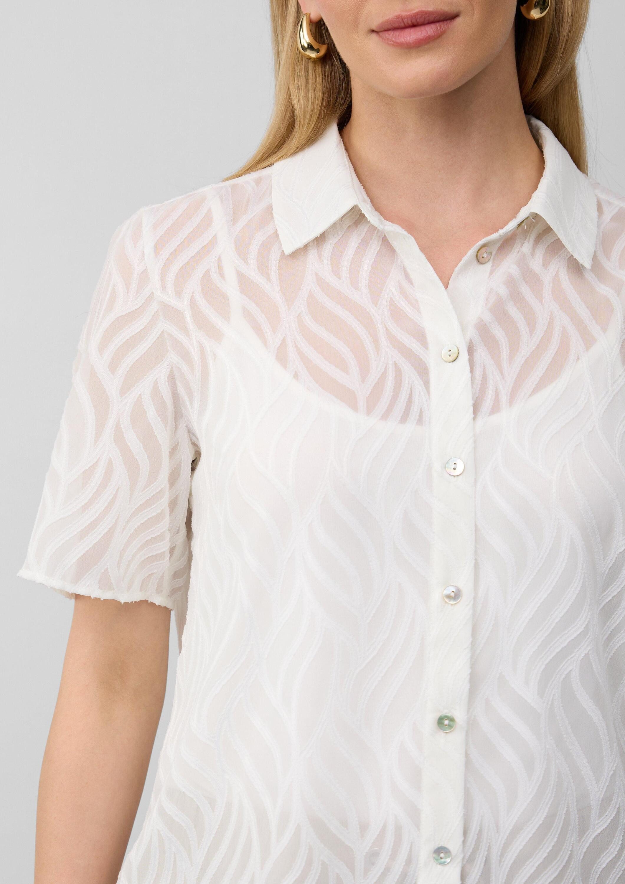 s.Oliver Kurzarmbluse Bluse Semitransparente Bluse mit Strukturmuster