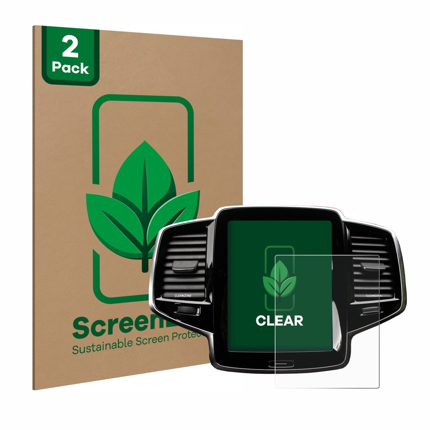 ScreenLeaf Displayschutzfolie Schutzfolie für Volvo XC90 Senus 2015-2017, 2 Stück, nachhaltiger Displayschutz Schutz Folie Klar Transparent