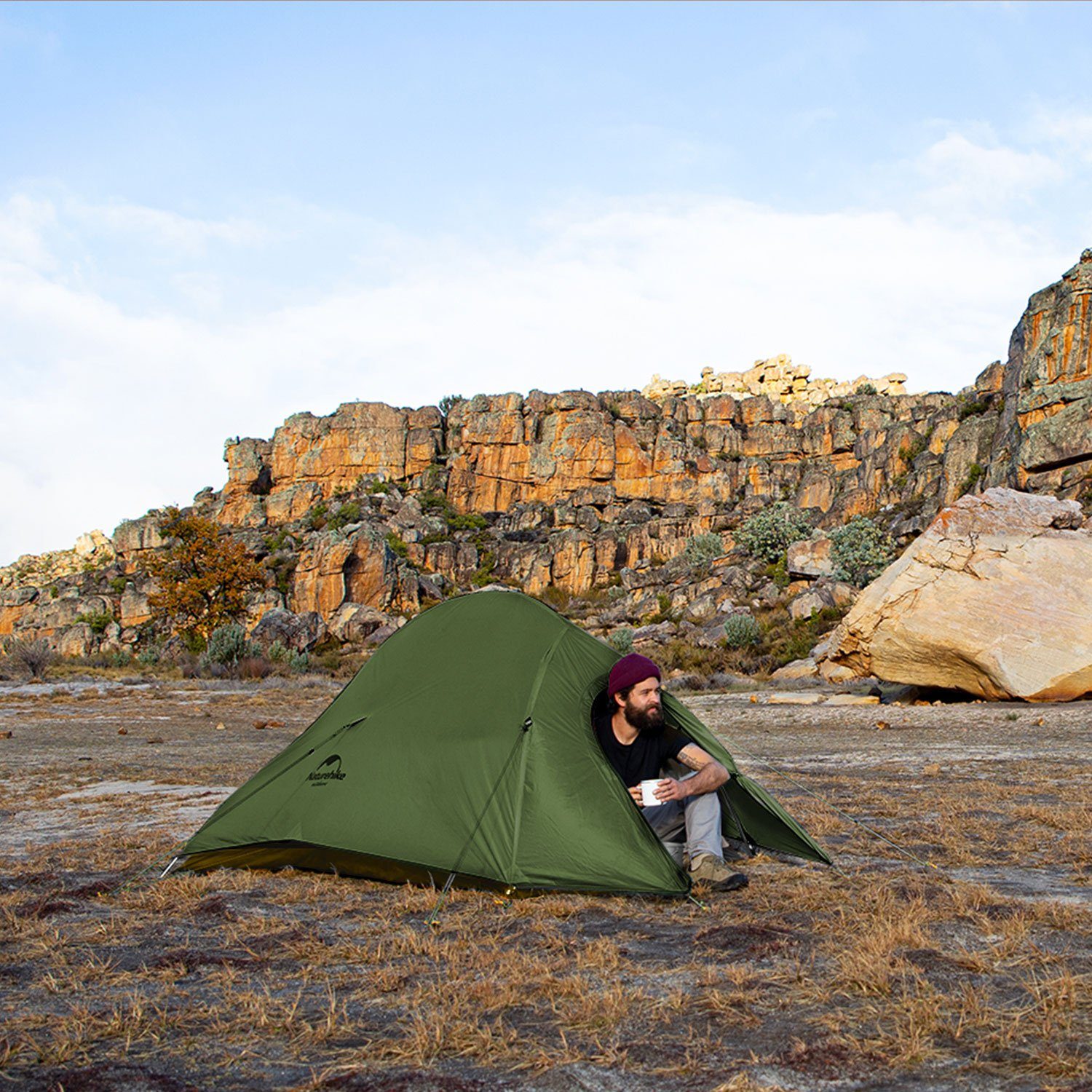 Naturehike Kuppelzelt Campingzelt Ultraleichtes Zelt Wasserdicht Leichtes Rucksackzelt, Personen: 2 Waldgrün