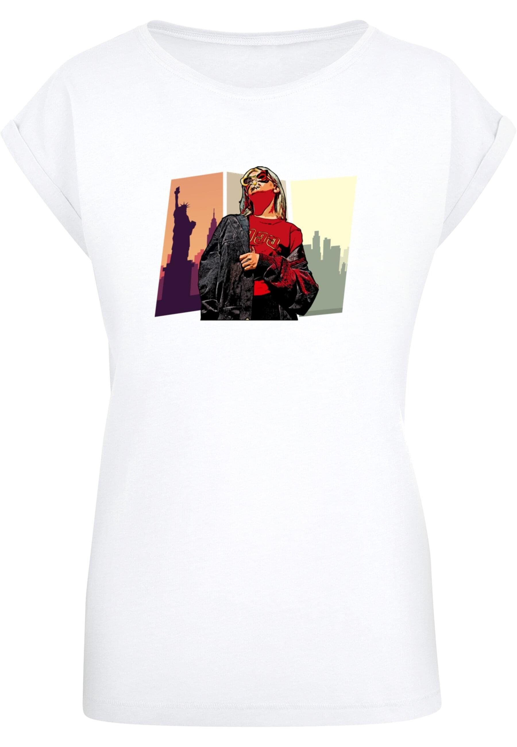 Grand Tee Extended Damen T-Shirt Red Girl Laides (1-tlg) Merchcode Shoulder