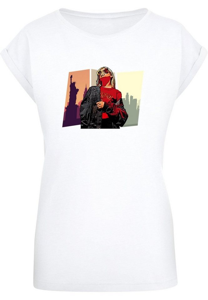 Merchcode T-Shirt Damen Laides Grand Red Girl Extended Shoulder Tee (1-tlg)