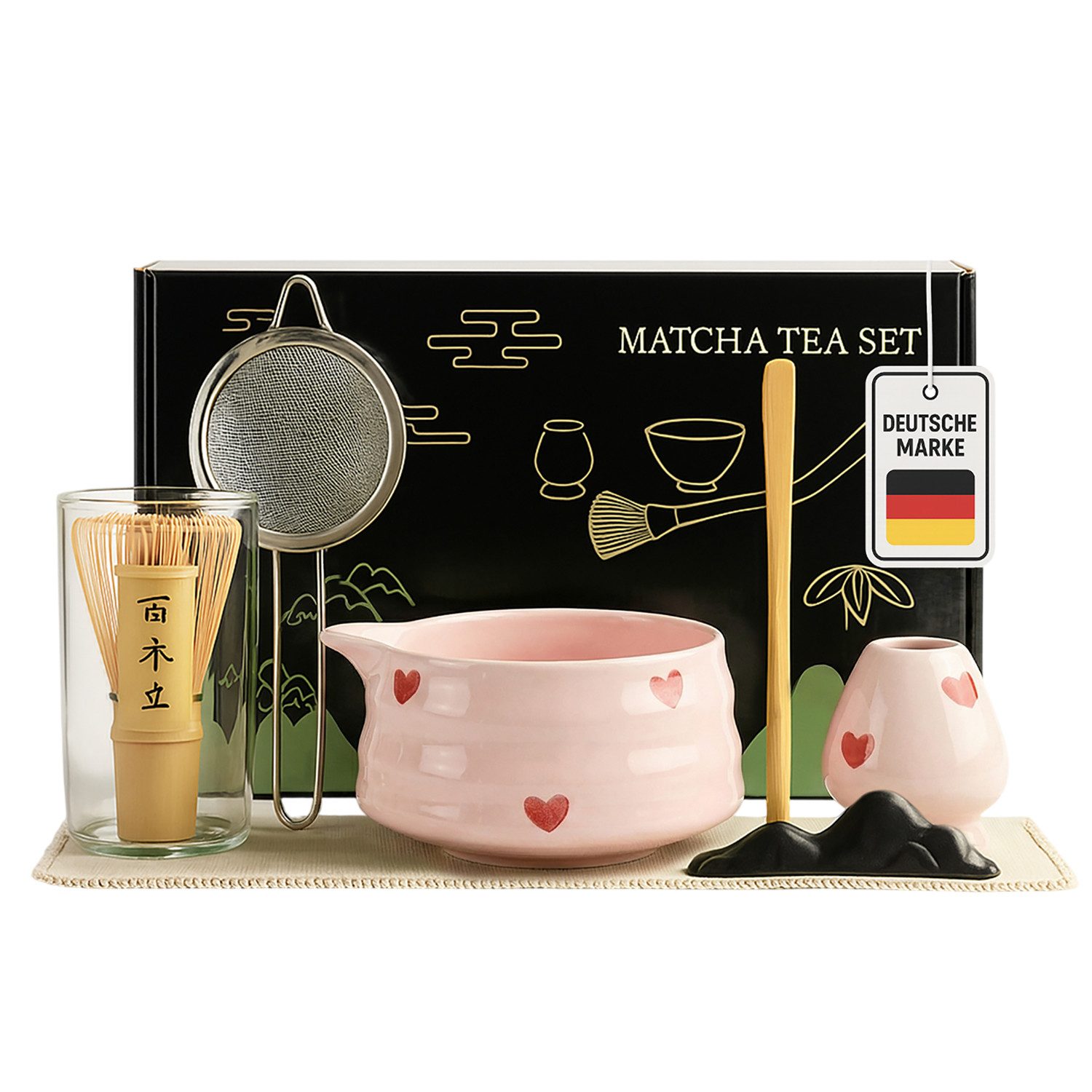 Roxlin Teeservice Roxlin Matcha Set (7-teilig) Keramik, Bambus-Besen, Schale & Zubehör