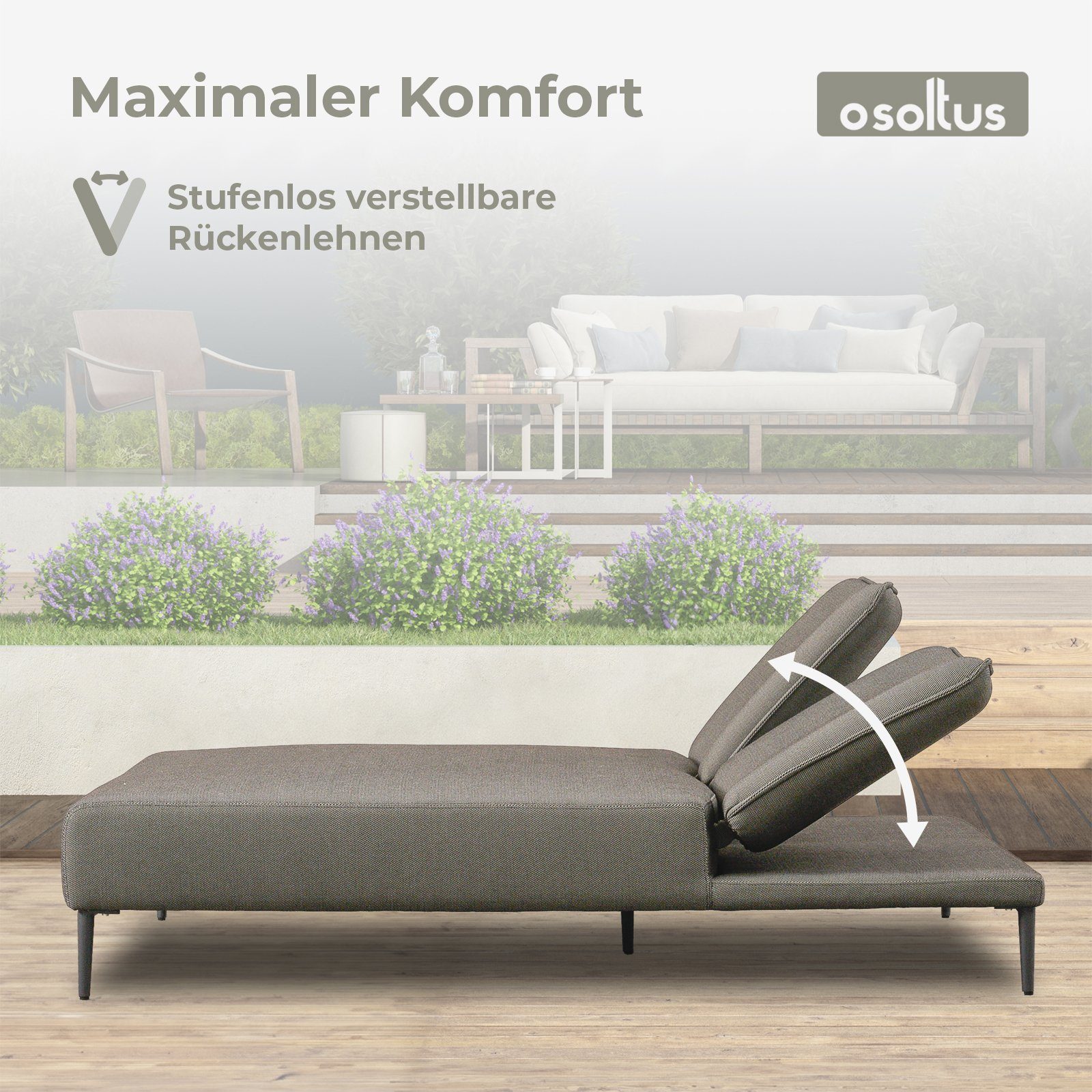 osoltus Wellnessliege osoltus LIV Premium Daybed Doppelliege Axroma Olefin grau