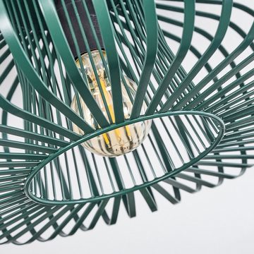 hofstein Deckenleuchte runde Deckenlampe aus Metall in Grün, ohne Leuchtmittel, Retro-Leuchte mit Lichteffekt durch Gitter-Optik, Ø 40cm, E27-Fassung.