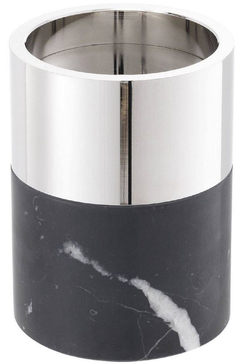 runde Accessoires Deko Marmor Casa Kerzenhalter Schwarz Qualität Padrino Luxus - Kerzenhalter / - - Set Kerzenhalter 3 Luxus Silber