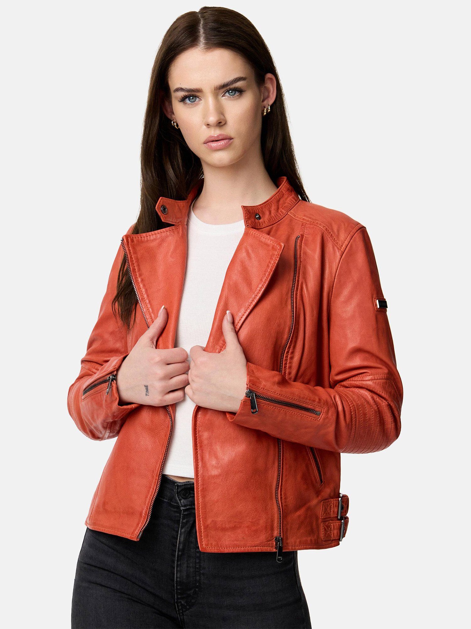 Tazzio Lederjacke F523 moderne & zeitlose Damen Jacke im Biker Look