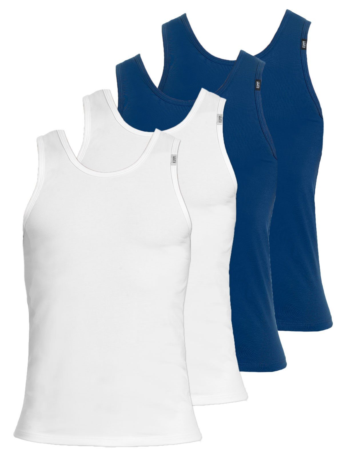 KUMPF Achselhemd 4er Sparpack Herren Unterhemd Bio Cotton (Spar-Set, 4-St) hohe Markenqualität darkblue weiss
