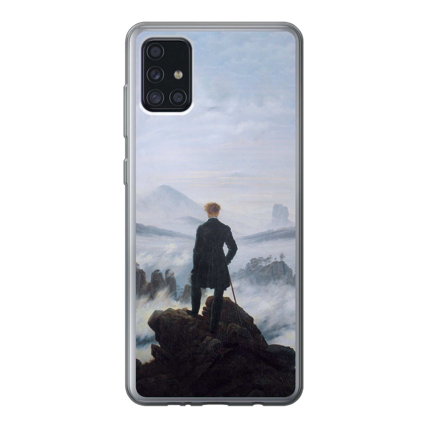 MuchoWow Handyhülle für Samsung Galaxy A52 5G Der Wanderer über dem Nebelmeer - Caspar Dav, Smartphone-Bumper, Print, Handy Schutzhülle Dünn