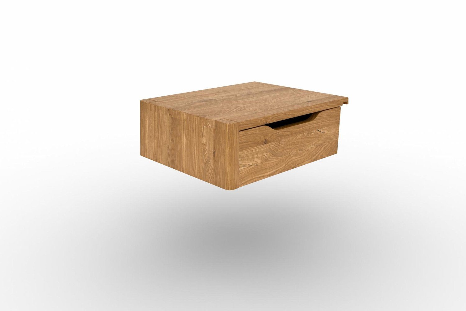 Natur24 Nachtkonsole Hängenachttische 2er-Set Swig 2 Wildeiche massiv 47x38 mit 1 Schublade