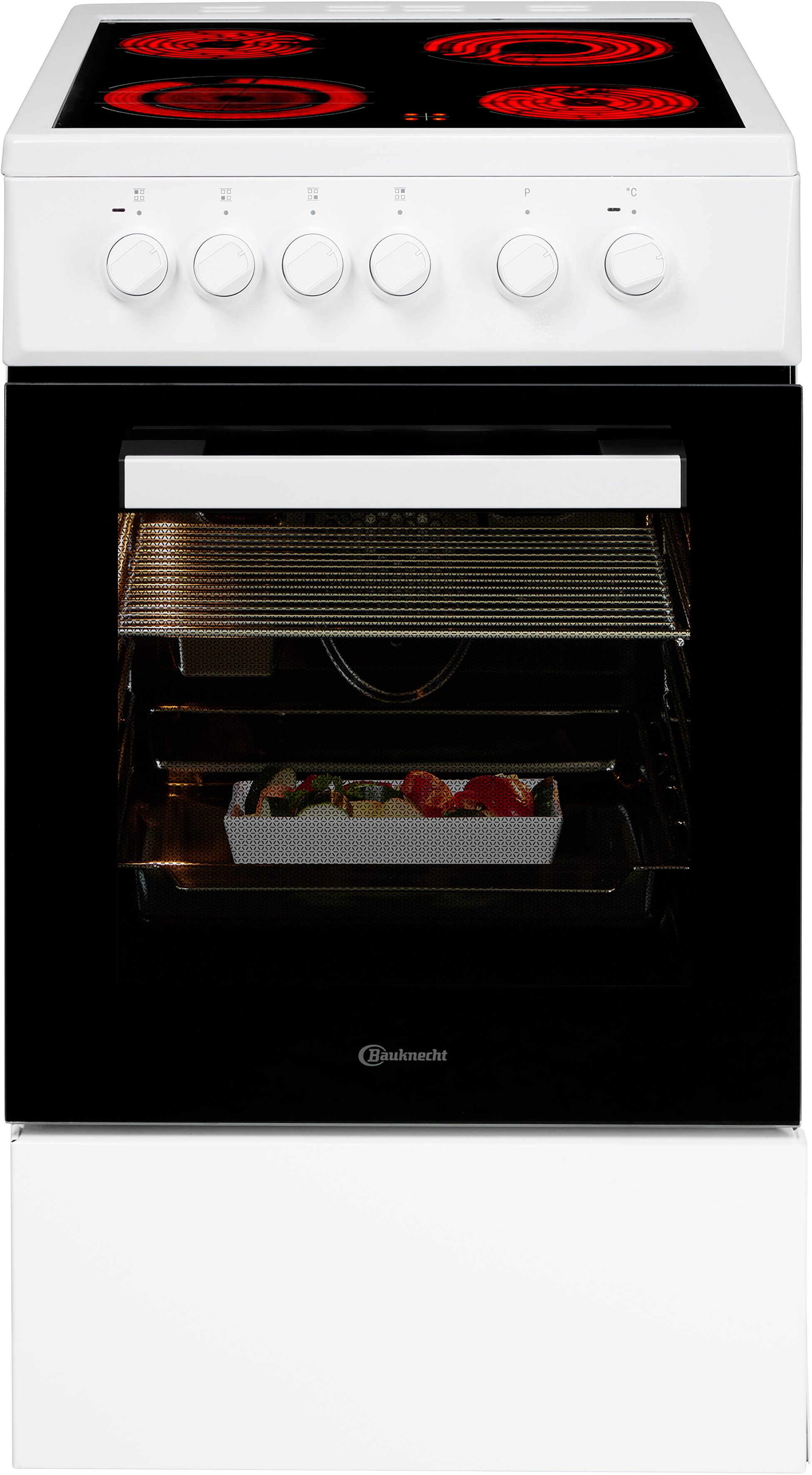 BAUKNECHT Elektro-Standherd B5V5KMW, Hydrolyse, Umluftbackofen mit 6 Funktionen und Hydrolyse-Reinigungsfunktion