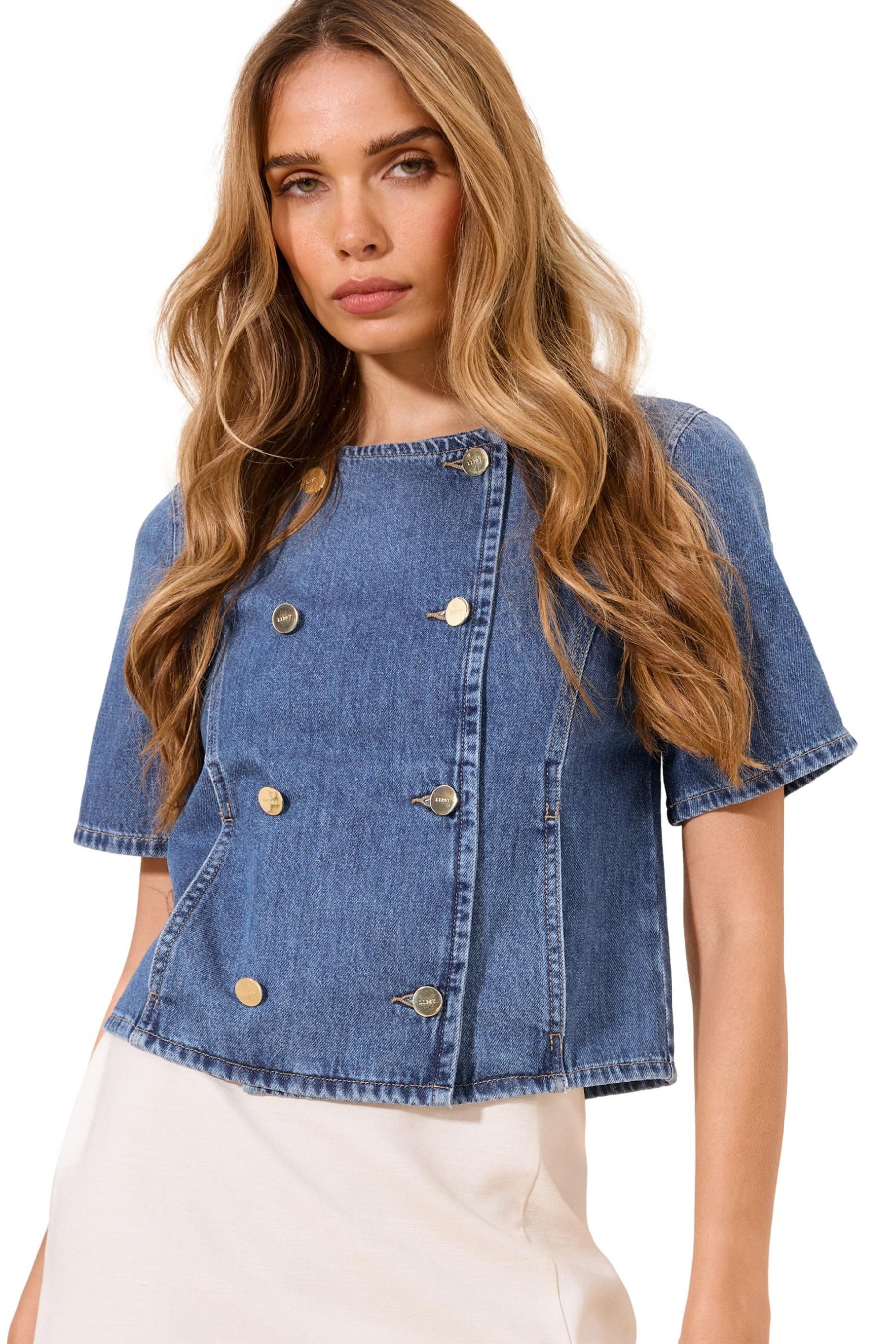 LIPSY Blusenjacke Lipsy Kurzärmeliges, doppelreihiges Hemd (1-St)