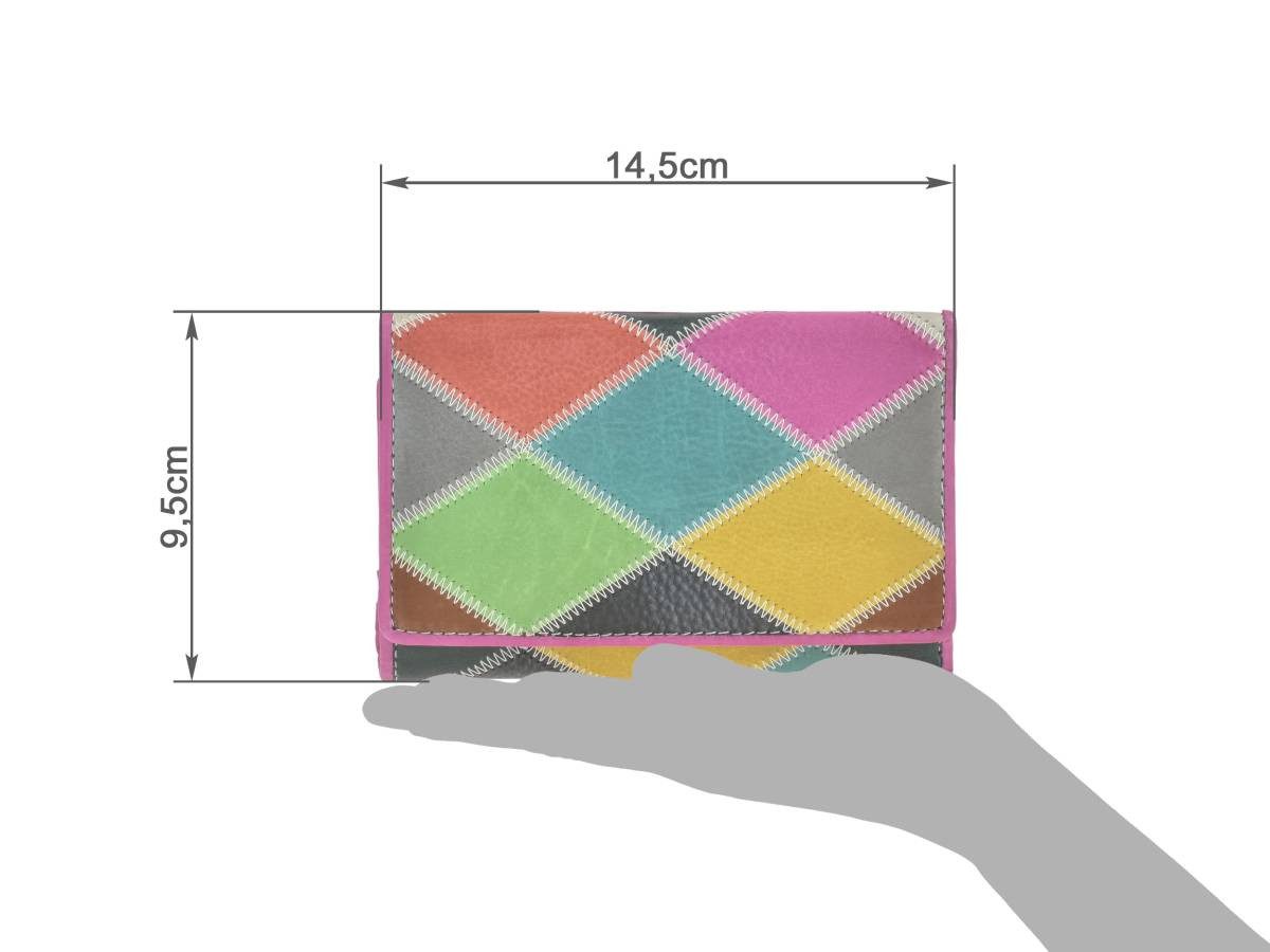 Greenburry Geldbörse "Candy Shop" Portemonnaie Leder bunt 14x9cm, mit 11 Kartenfächern und Reißverschluss-Münzfach