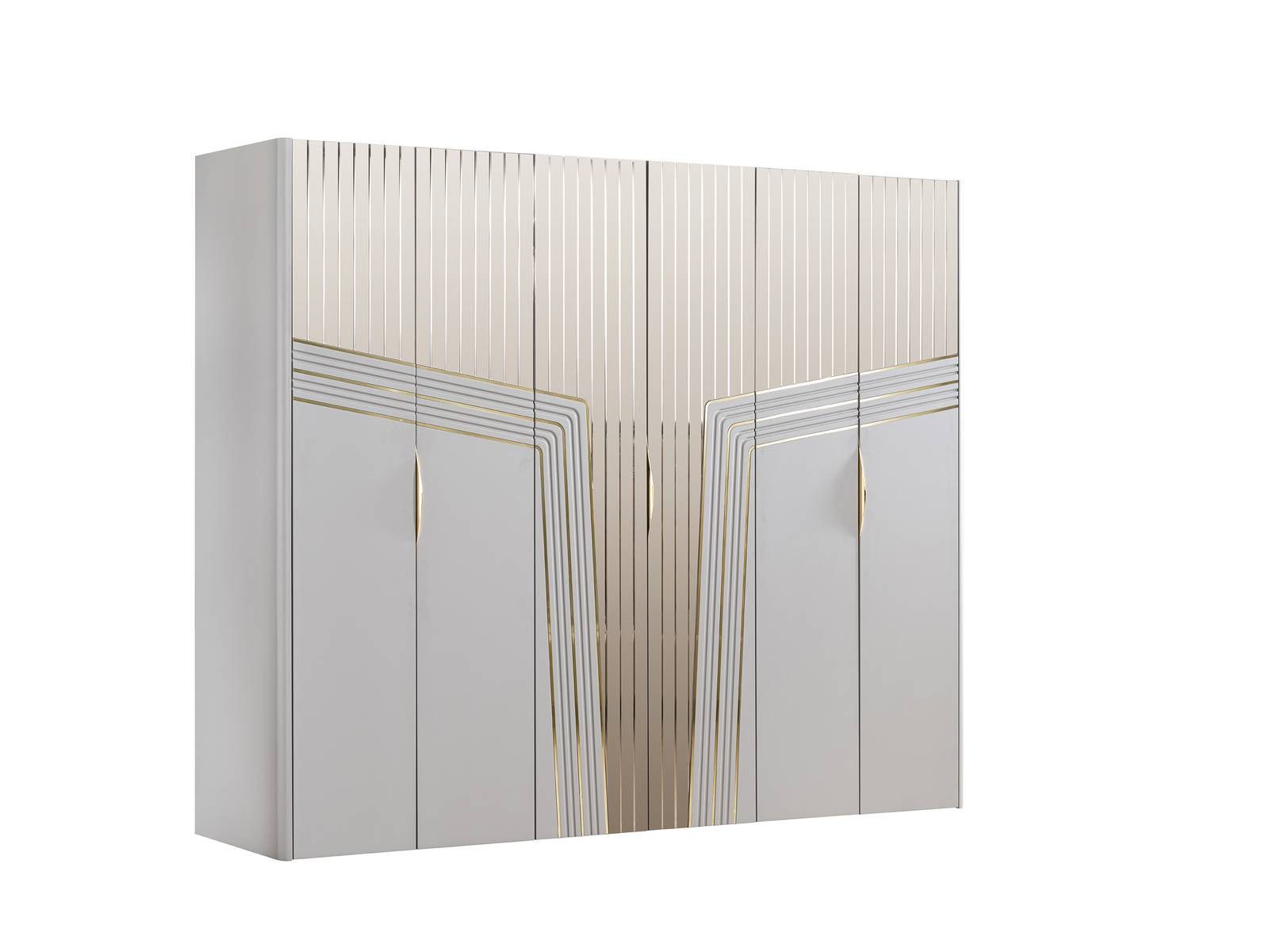 Xlmoebel Kleiderschrank Luxuriöser weißer Holzschrank für elegantes Schlafzimmerdesign (Kleiderschrank) Hergestellt in Europa
