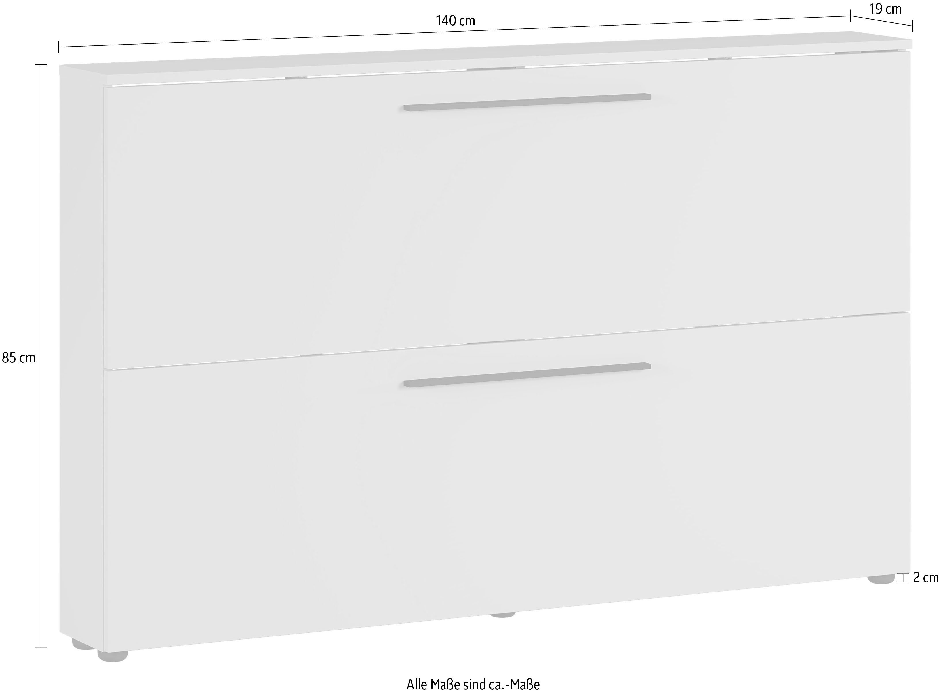 Made in Breite GERMANIA 140 Schuhkipper, Schuhschrank Weiß cm, | Germany Utah Weiß