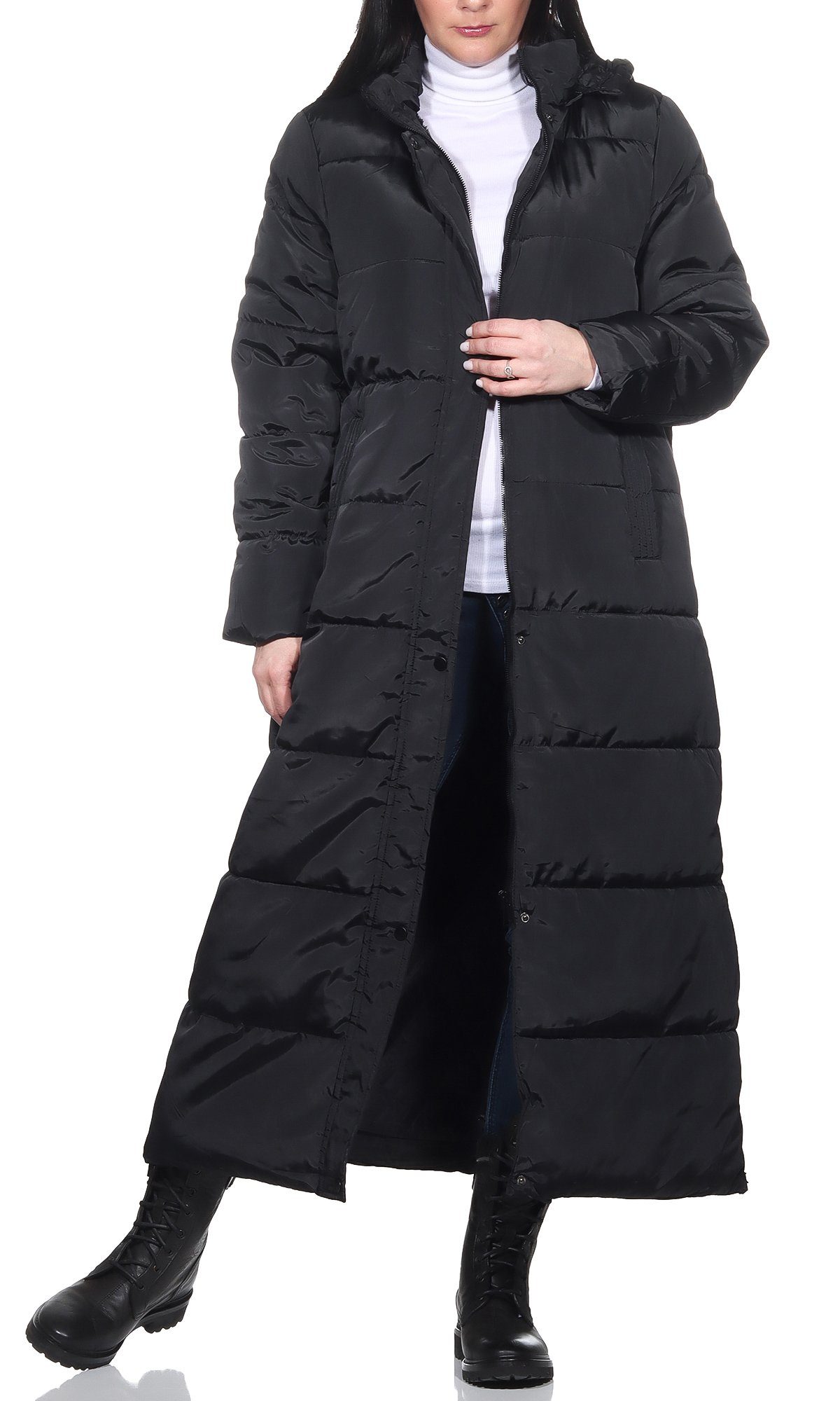 Aurela Damenmode Steppmantel Longmantel gefütterter Damen günstig online kaufen