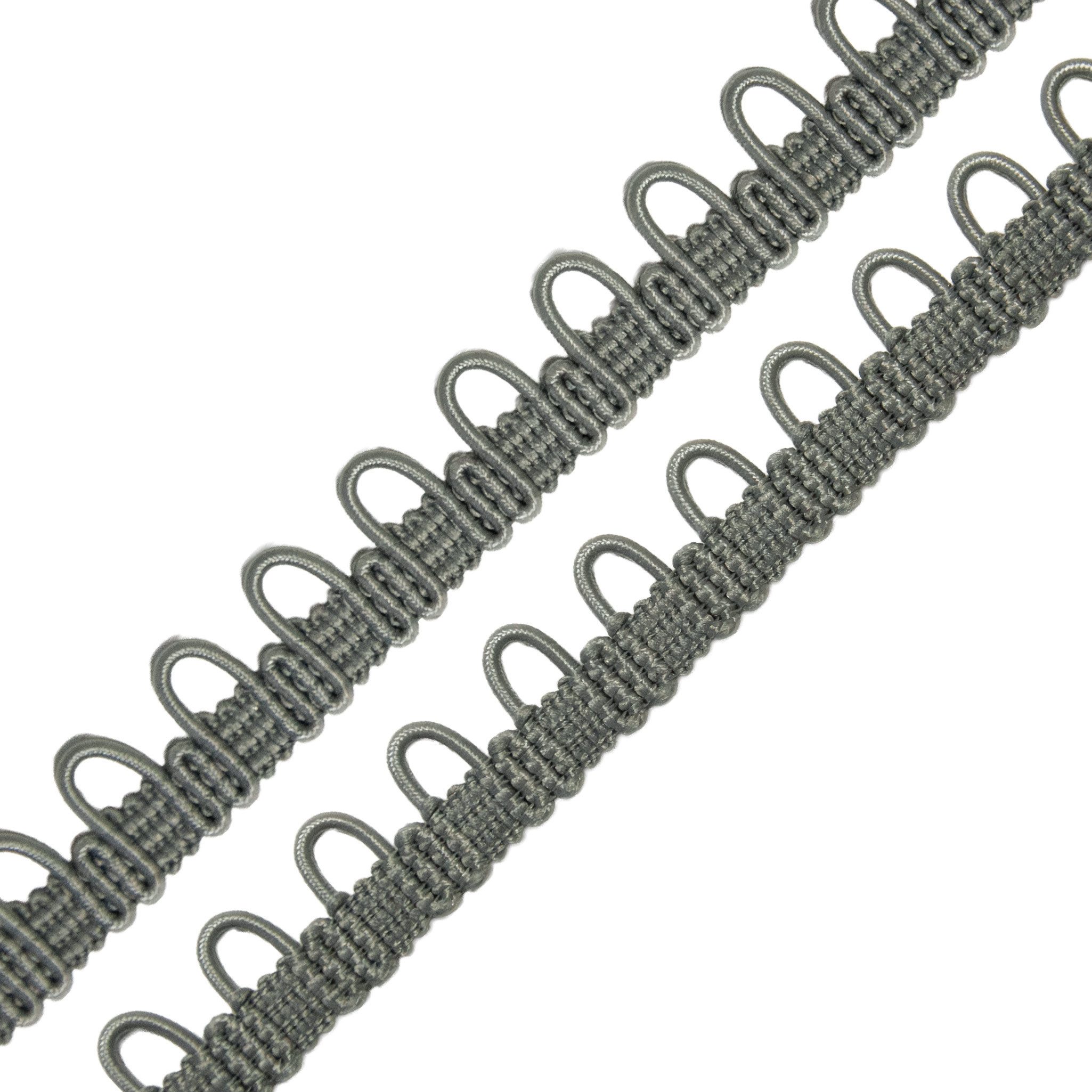 maDDma Webband Schlingenband 2m Gummi Ösenband Schlaufenband Schlingenborte 12mm, grau